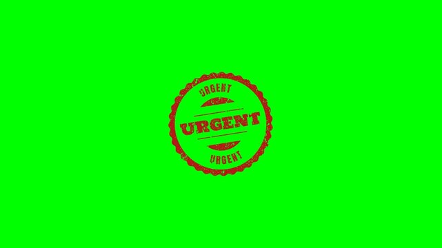 Urgent Rubber Stamp Green Screen Loop