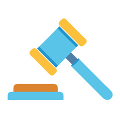 Flat design illustration of a gavel on a black background