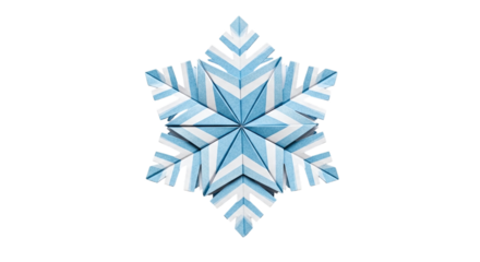 Intricate blue and white paper snowflake isolated on transparent background, ideal for winter crafts, holiday decorations, or adding a festive touch