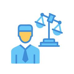 Flat vector illustration of legal professional and justice scales