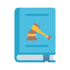 Law book with gavel icon on a black background