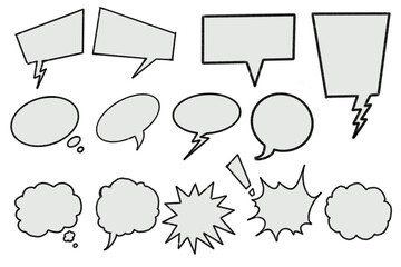 hand drawn speech bubbles set