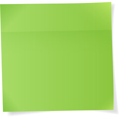 Fototapeta premium A Green Sticky Note With A Transparent Background And Subtle Shadows Presenting A Blank Space For Text Or Design Elements