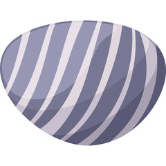 A grey and white striped oval shaped object with smooth curves and a subtle gradient on a transparent background