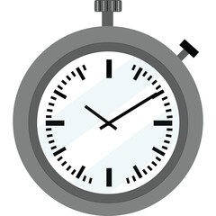 A Gray Stopwatch With A White Face And Black Markings Isolated On A Transparent Background Showing The Time