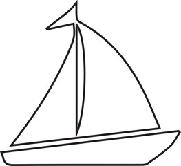 Nautical Adventure: Outline Illustration of Sailboat on Transparent Backdrop for Graphic Design and Maritime Themed Projects