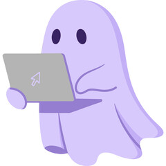 Purple Ghost with Laptop