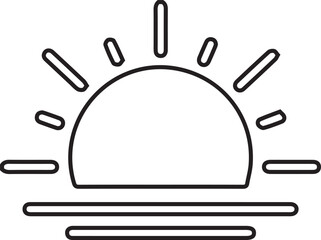 Sunrise Outline Icon Design Vector Graphic Minimalist Line Art Sun Rising above Horizon New Beginning Hope Optimism Morning Glow Vector Illustration