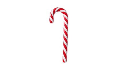 Candy cane isolated on transparent background, a classic christmas treat with red and white stripes, perfect for holiday decorations and sweet indulgence
