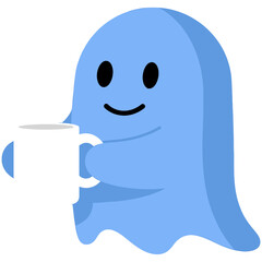 Blue Ghost Drinking Coffee