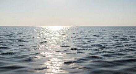 Obraz premium ocean horizon under bright sunlight, clean and calm atmosphere perfect for nature background design.