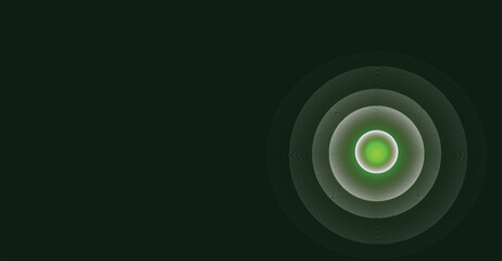 Abstract Green Concentric Circles Design with a Central Glowing Orb.