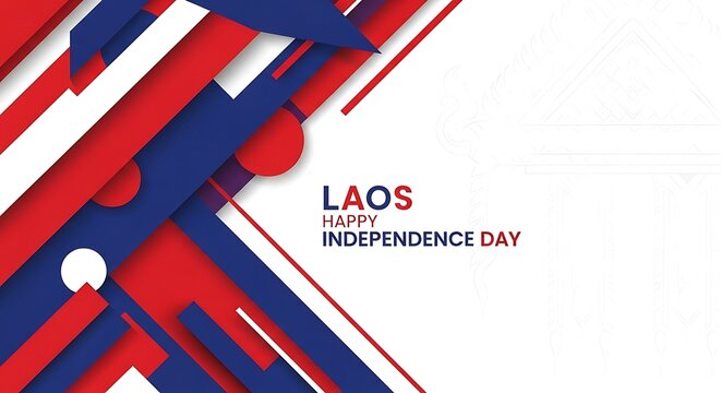 Laos Independence Day Celebration: Abstract Geometric Design with National Colors