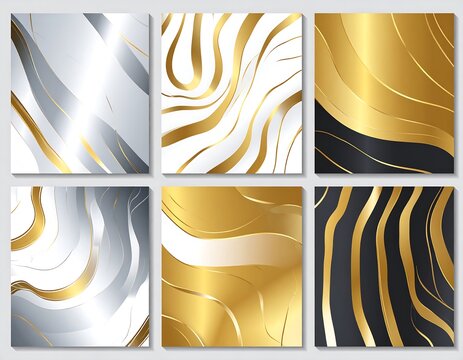 Abstract Geometric Gold and Silver Backgrounds.
