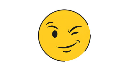 Fototapeta premium Cartoon Face Winking with a Smile on White Background
