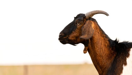 Side Profile of a Goat with Brown, Black, and White Markings