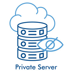 Private Server Icon. Outline Color Icon Style. Vector Illustration for Secure Cloud Hosting and Data Protection Concept.