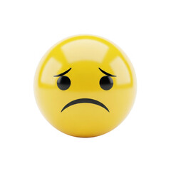 Fototapeta premium Sad yellow emoji face with downturned mouth isolated on transparent background