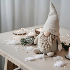 Cozy Scandinavian Christmas Gnome Decor – Minimalist Nordic Holiday Table Setting