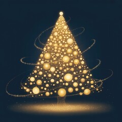 "Magical Glowing Christmas Tree with Golden Lights – Elegant Holiday Background"