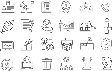 Business and Office Icon Set – Corporate, Management, and Workplace Vector Collection