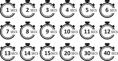 Clock Timer Countdown Set – Time and Stopwatch Vector Illustration Isolated