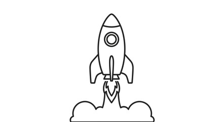 Simplified rocket launch icon depicting technological innovation and aspiration, perfect for