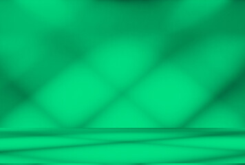 Wall interior background, studio and backdrops show products. with leaf shadow leaf from window color green and white. background for text insertion and presentation of product	