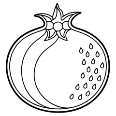 Pomegranate Line Drawing Vector Minimalist One Line Fruit Illustration Design