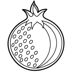 Pomegranate Line Drawing Vector Minimalist One Line Fruit Illustration Design