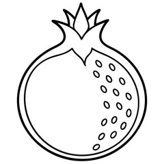 Pomegranate Line Drawing Vector Minimalist One Line Fruit Illustration Design
