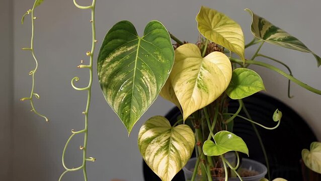 Foliage of the Epipremnum Aureum Houseplant Commonly Referred to as Golden