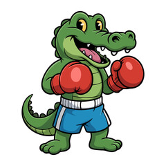 Obraz premium Cartoon Crocodile Boxer Ready to Fight