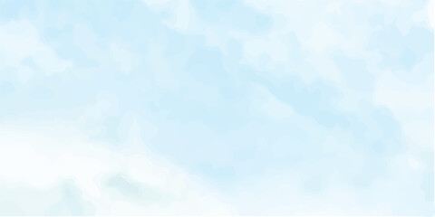 Abstract background with panorama of blue sky and white cloud nature design. horizon spring morning sky with clouds background. hand painted watercolor shades sky clouds.