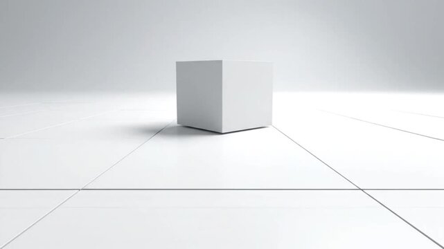 White Cube on White Background with Subtle Shadows and Clean Lines.