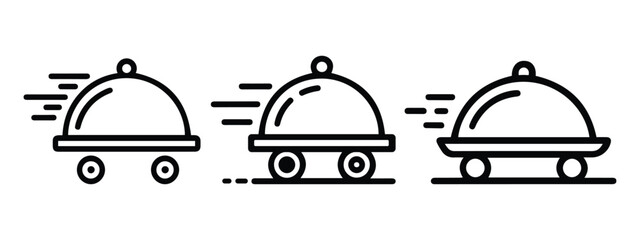 Fast food delivery Line icon set.