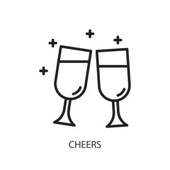 Cheers thin line icons. Original vector illustration.