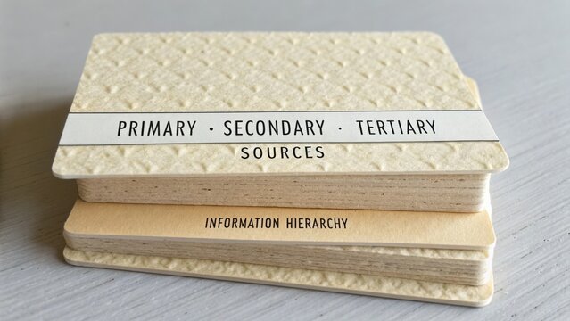 Conceptual representation of primary, secondary, and tertiary sources with an emphasis on information hierarchy in educational contexts