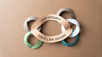Crafty design symbolizing teamwork and cooperation through interconnected paper loops representing integrity and value of each contribution