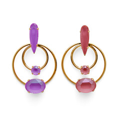  Ear rings-fancy earring-new design-beautiful-modern earring-stylish-round earring-fashionable-model earring-modular-pink-red-white background