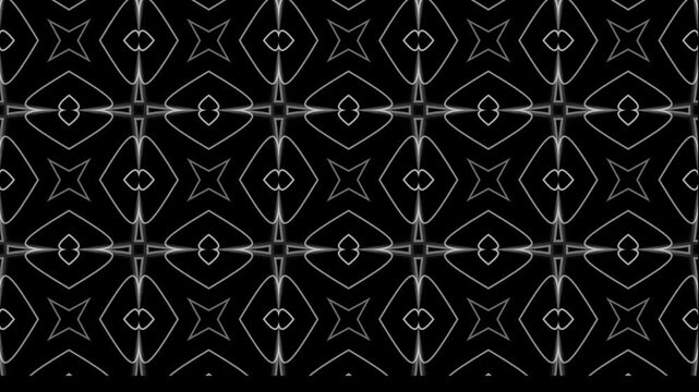 Abstract geometric pattern of repeating octagons in a grid formation on black background
