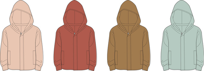Variety of Hooded Sweatshirts Fashionable Apparel in Diverse Colors