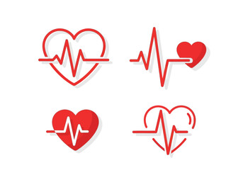 Heartbeat Icons Medical Health and Wellness Symbols.