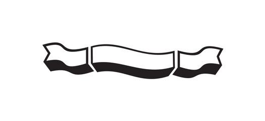 A stylized, black and white ribbon graphic with a curved central section.