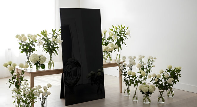 Elegant floral arrangement with lilies and roses, creating a serene and sophisticated ambiance for home decor inspiration and interior design projects - Powered by Adobe