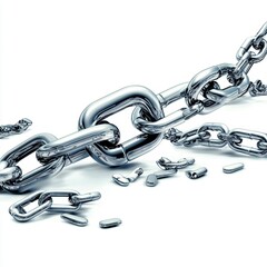 Obraz premium Breaking chains industrial metal links in a studio environment abstract focus on strength and resilience
