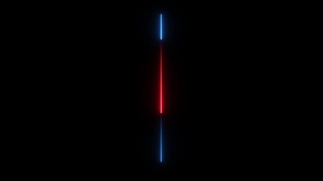 straight bule and red Neon Line Animation Moving From Top to Bottom on Black Screen.