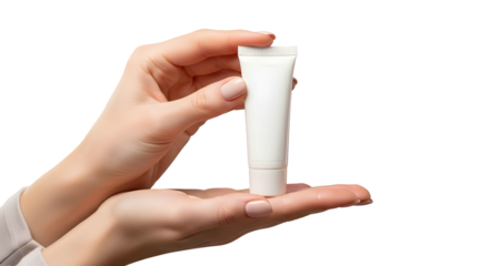 Cream tube mockup beauty product skincare in woman hands package