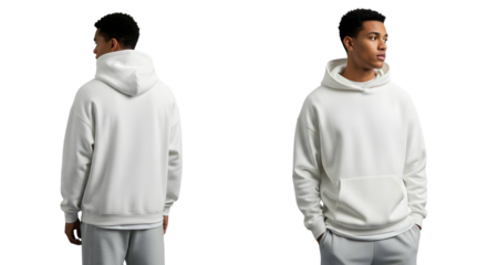 White Hoodie Mockup Casual Pullover Apparel Template Fashion Garment Design