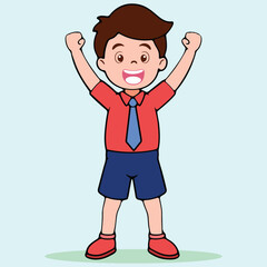 Boy Enjoys His Success After Achievement Celebration and Happiness Concept